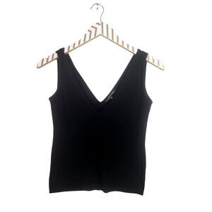 ALESSANDRO DELL 'ACQUA Top Womens 44 US Medium Black Tank Sleeveless V-Neck‎